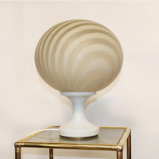 Glass White and Beige Swirl Murano Glass Globe Table Lamp For Sale - Image 7 of 8