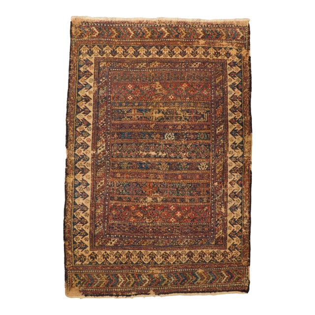 Distressed Antique Sumac Rug. For Sale