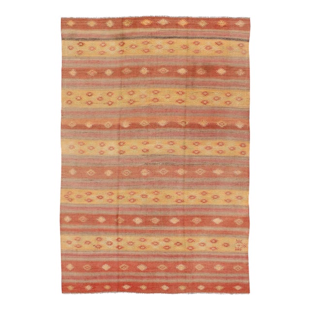 Keivan Woven Arts, En-140546, Vintage Mid-Century Turkish Kilim Rug - 5′7″ × 8′8″ For Sale