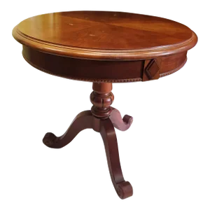 Late 20th Century Round Wooden Hammary Brand End Table With Tripod Base and Scrolled Feet