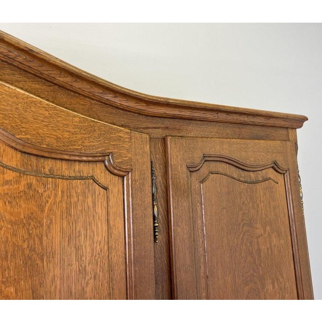 Vintage French Louis XVI Style Carved Oak 4-Door Wardrobe For Sale - Image 12 of 14