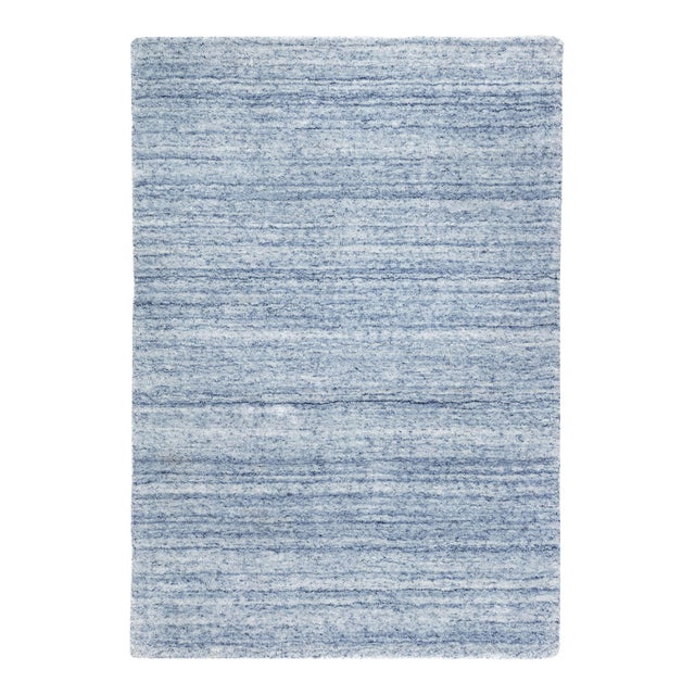 Dash & Albert by Annie Selke Nordic Blue Loom Knotted Rug, 2'6" x 8' For Sale