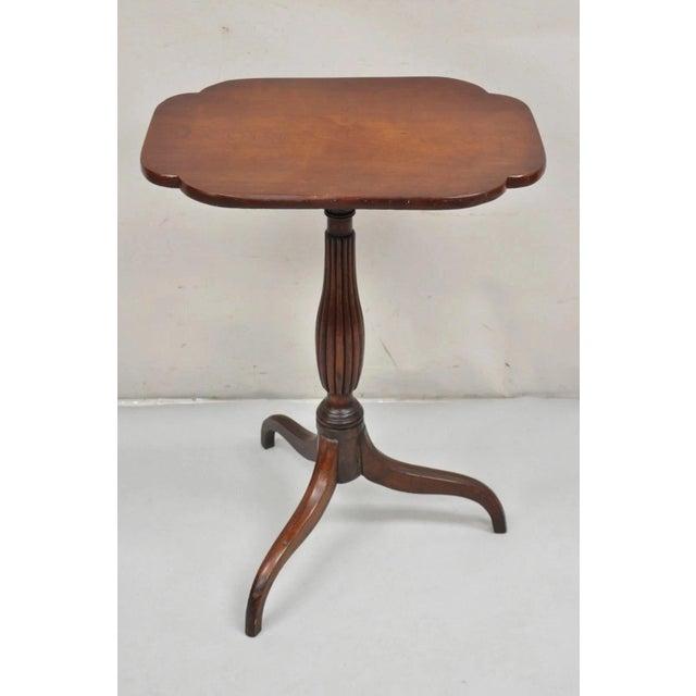 Antique American Sheraton Mahogany Tilt Top Side Tea Table Candle Stand For Sale - Image 12 of 12