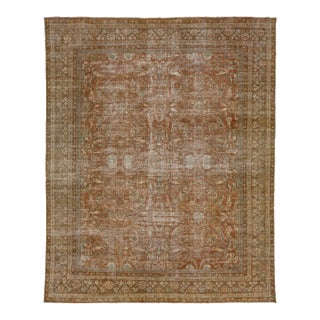 Rust Handmade Persian Mahal Wool Rug Featuring an Allover Motif From the 1920s For Sale