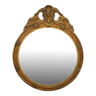 Antique Victorian Rococo Gilt Wood Gold Round Mirror For Sale