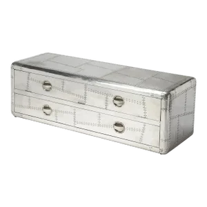 Midway 4 Drawer Aviator 59" TV Stand, Silver