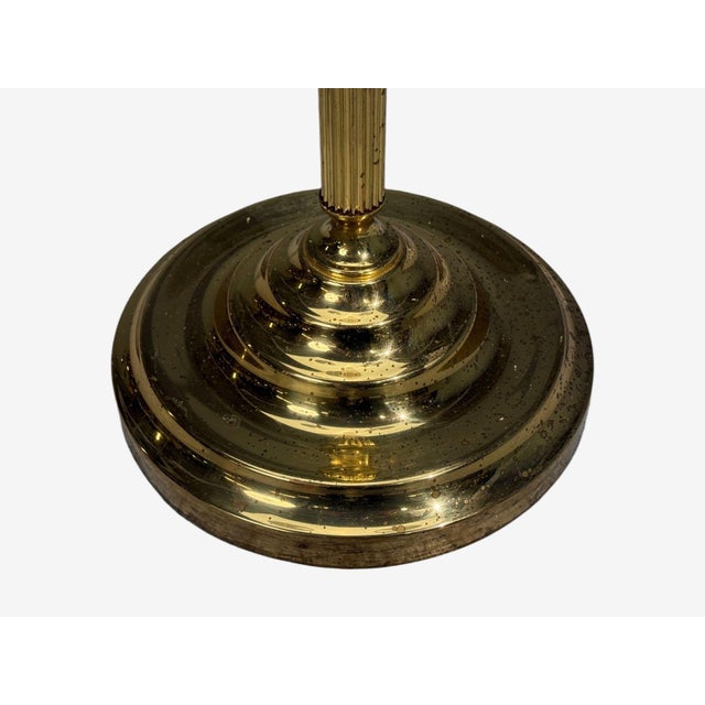 1970s Swedish Modern, Three Light Floor Lamp, Reeded Brass, Fabric, Sweden For Sale - Image 11 of 13