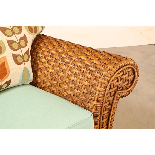 Lane Venture Excursions Pair Of Wicker Sofas With Cushions For Sale - Image 9 of 18