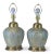 A stunning pair of Frederick Cooper table lamps with hand-painted ceramic bodies in soft iridescent tones of lavender,...