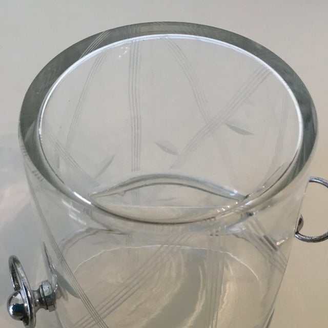 Art Deco Chrome & Engraved Glass Ice Bucket For Sale - Image 4 of 5