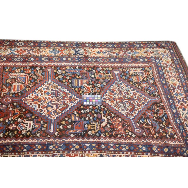 Antique Persian Qashqai Rug 4'7'' x 6'5'' | Chairish