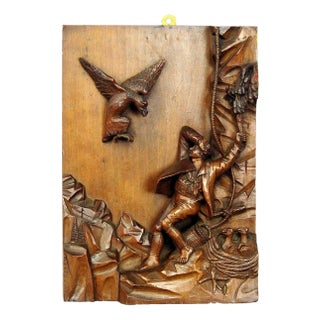 Nest Robber Black Forest Relief Wood Carving, 1890s For Sale