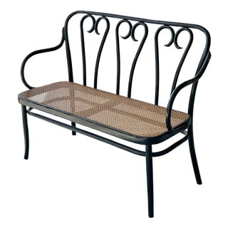 Thonet Bentwood and Cane Settee Mid Century by CMG For Sale