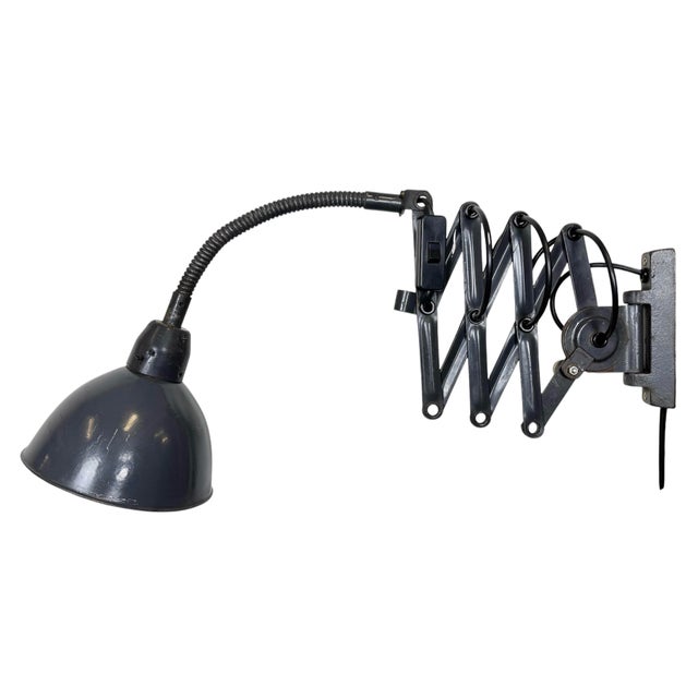Dark Grey Industrial Scissor Wall Lamp from Elektroinstala, 1960s For Sale - Image 16 of 16