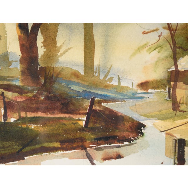 Late 20th Century 650 the Fishing Shack, Landscape Watercolor by Floyd Town For Sale - Image 5 of 9