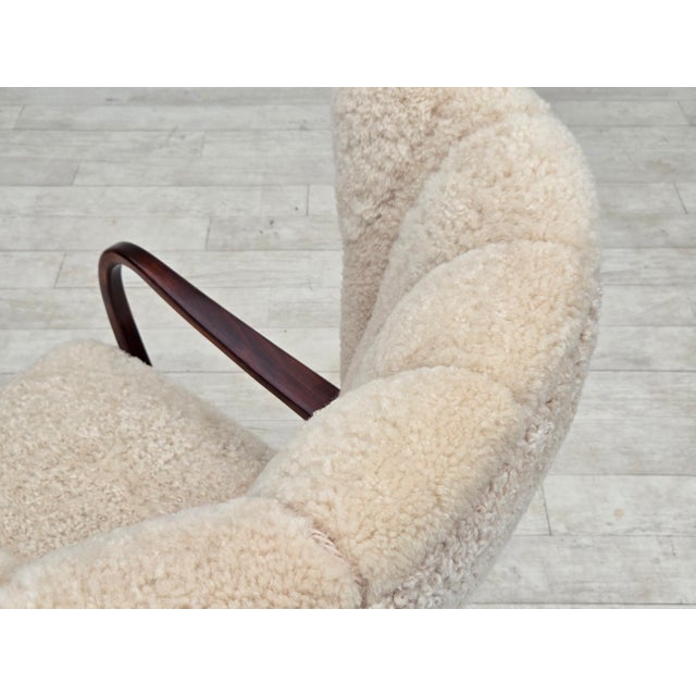 Danish High-Back Lounge Chair in Sheepskin, 1960s For Sale - Image 6 of 18