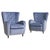 Sold and priced individually. A 1950s Italian lounge chair in the manner of Paolo Buffa. Reupholstered in cornflower blue...