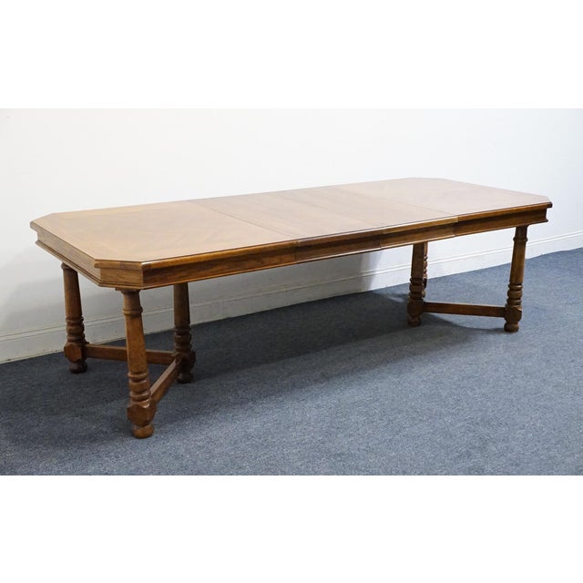 High End Vintage Solid Oak Rustic European 100" Double Pedestal Dining Table 7080-40 For Sale - Image 4 of 11