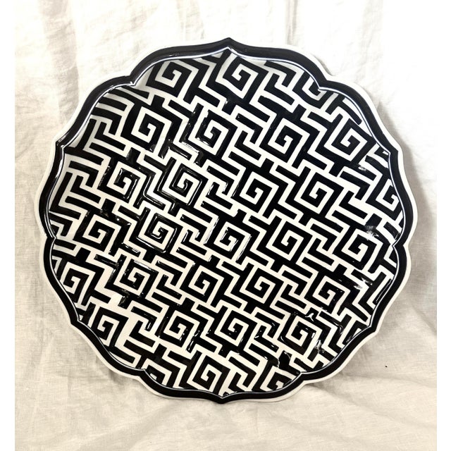 Blue & White Greek Key Decorative Bowl For Sale In Palm Springs - Image 6 of 6