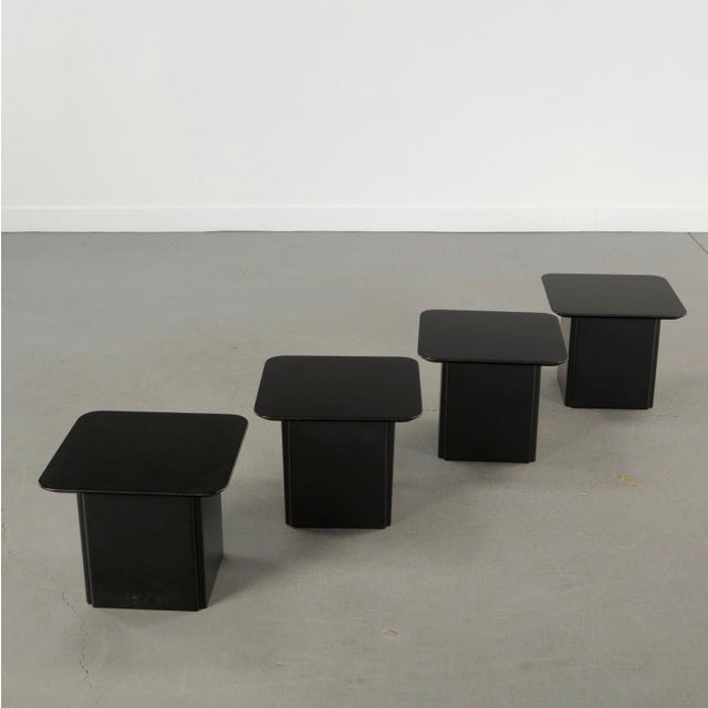 Wood Late 20th Century Italian Nesting Coffee Cocktail Table Set Black Lacquer For Sale - Image 7 of 18