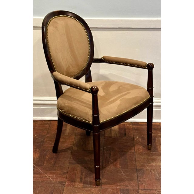 Baker Furniture Company Baker Milling Road Louis XVI Style Mahogany Bergère Armchair For Sale - Image 4 of 9