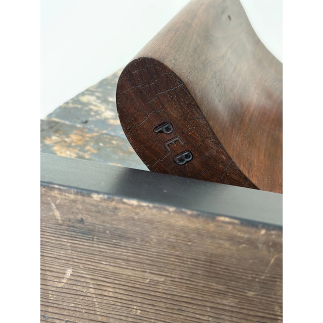 Vintage Large-Scale Teak Teardrop Fin Sculpture Mounted to Painted Wood Base by Paul Bechtold, Circa Mid 20th Century For Sale - Image 13 of 15