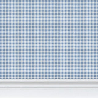 Austen Gingham Small Check Traditional Wallpaper – French Blue Single Roll For Sale