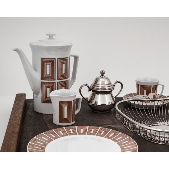 Mid-Century Modern Tête-À-Tête for Two on Wooden Tray by Victoria La Couronne for Fürstenberg, 1960s, Set of 14 For Sale - Image 9 of 15