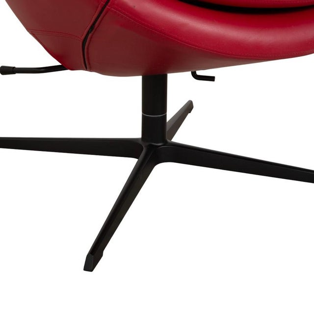Set of Cocoon Armchair and Ottoman in Red Leather from Varier For Sale - Image 11 of 18