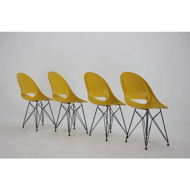 Mid-Century Modern Mid-Century Yellow Fiberglass Dining Chairs by M. Navratil, 1960s, Set of 4 For Sale - Image 3 of 16