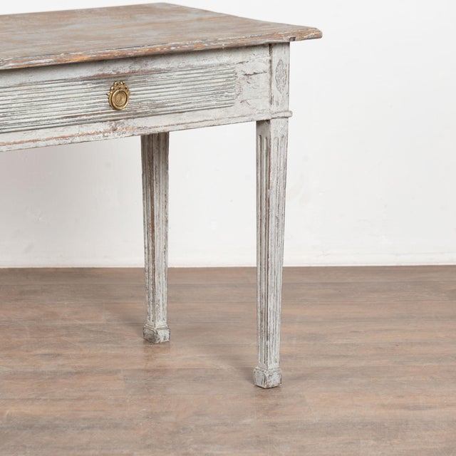 Early 19th Century Swedish Gustavian Original Gray Painted Pine Side Table For Sale - Image 10 of 12