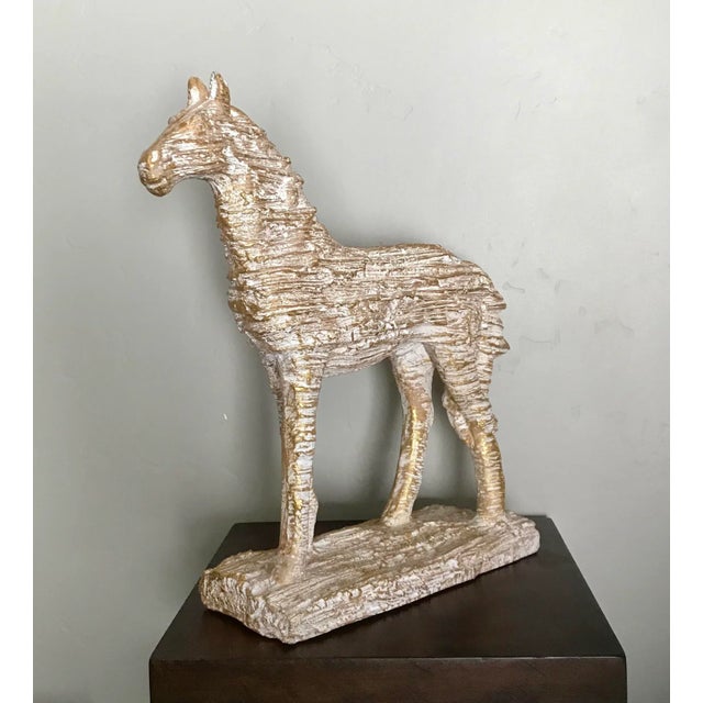 Figurative Standing Equestrian Horse Figure With Light Goldwash Finish For Sale - Image 3 of 6
