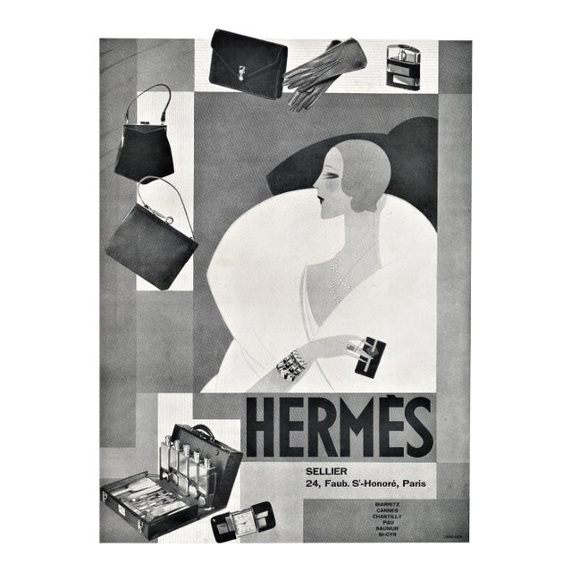 Matted French Art Deco Hermes Print-Fashion Accessories For Sale