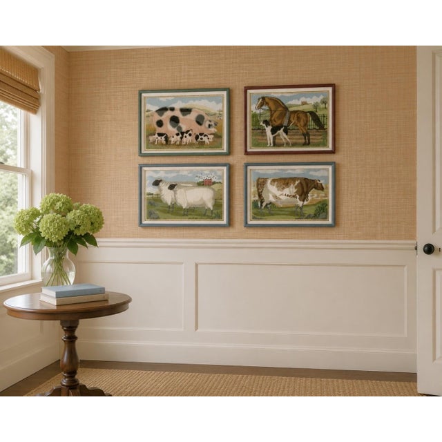 Traditional Custom Framed Hand-Embroidered English Country Needlepoints – Set of Four For Sale - Image 3 of 18