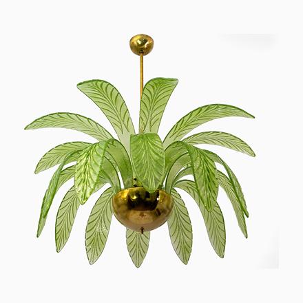 Mid-Century Modern Palm Leaves Chandelier in Murano Glass and Brass from Maestri Muranesi, 2000 For Sale - Image 10 of 10
