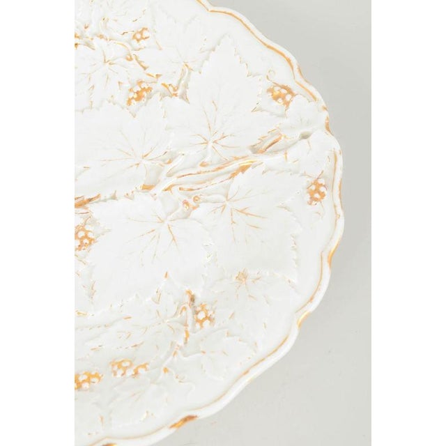 Antique Dish in Porcelain with Relief Leaf Decoration from Meissen, 1800s For Sale - Image 3 of 5