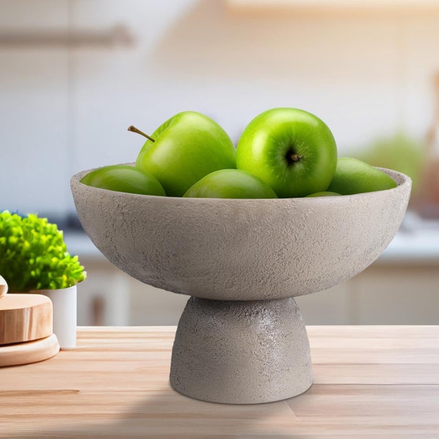 Gray Textured Blanton Taupe Round Bowl For Sale - Image 8 of 8