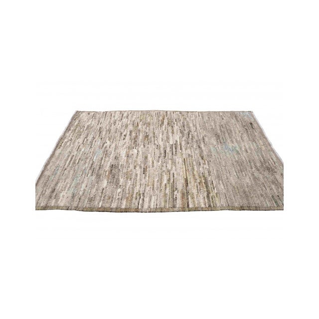 Mid-Century Modern Taupe & Brown Hand Knotted Wool Rug For Sale - Image 3 of 6