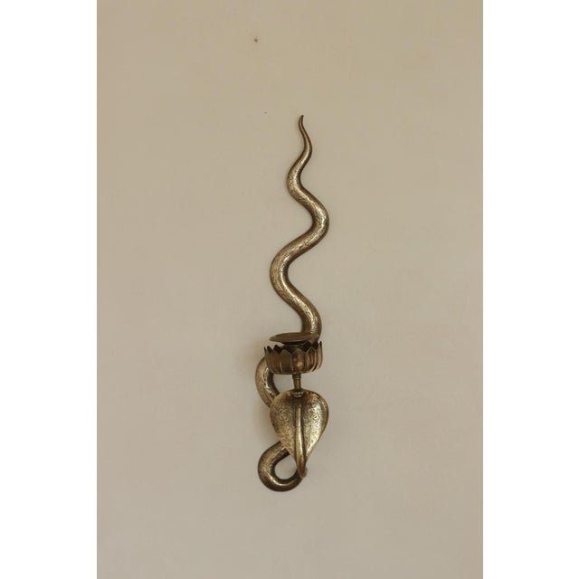 Egyptian Revival Style Engraved Brass Cobra Sconces, Set of 2 For Sale - Image 6 of 18