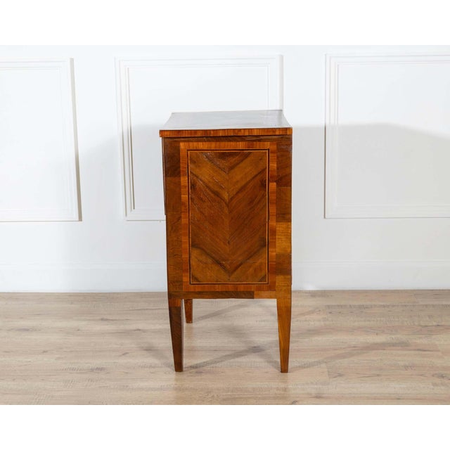 19th-Century Italian Louis XVI–Style Walnut and Marquetry Bedside Cabinet For Sale - Image 9 of 11