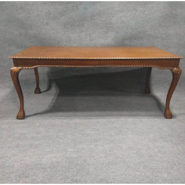 Wood 1900s Chippendale-Style Dining Set With Antique Table, 6 Chairs, Set of 7 For Sale - Image 7 of 10