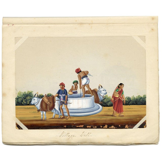 Paper Indian Company School, Village Well, 1800s, Gouache on Paper For Sale - Image 7 of 9