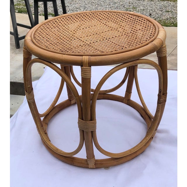 Vintage Rattan Footstool With Cain Top Chairish