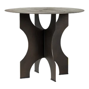 Four Hands Round Side Table In Solid Iron - Bronze Hammered Textured