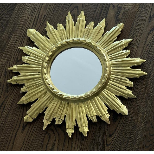 1960s Mid-Century Italian Giltwood Sunburst Mirror, 1960s For Sale - Image 5 of 7