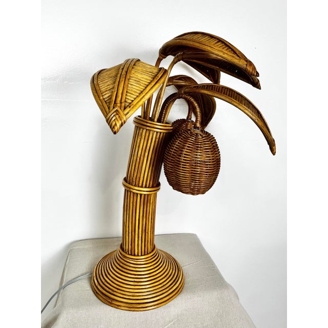 Vintage Rattan Palm Tree Coconut Lamp For Sale - Image 12 of 12