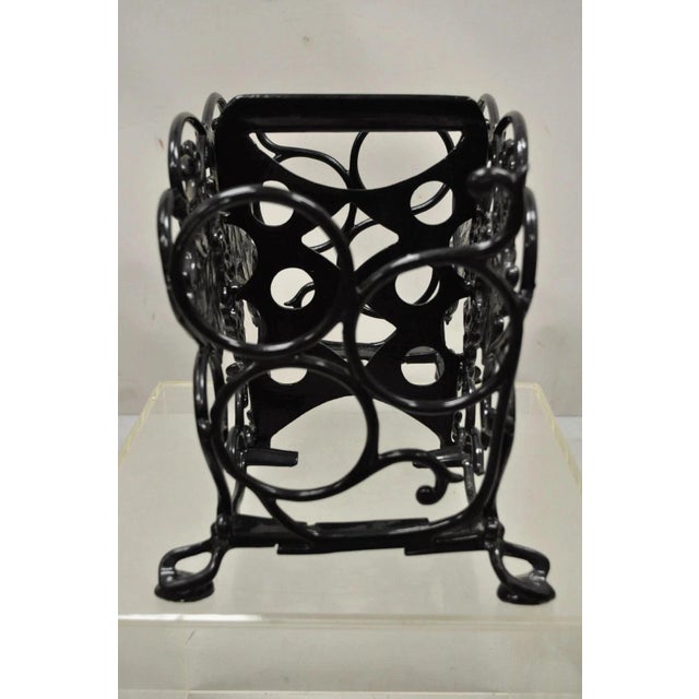 Vintage Victorian Style Black Cast Iron 6 Wine Bottle Rack Holder With Grapes For Sale In Philadelphia - Image 6 of 12