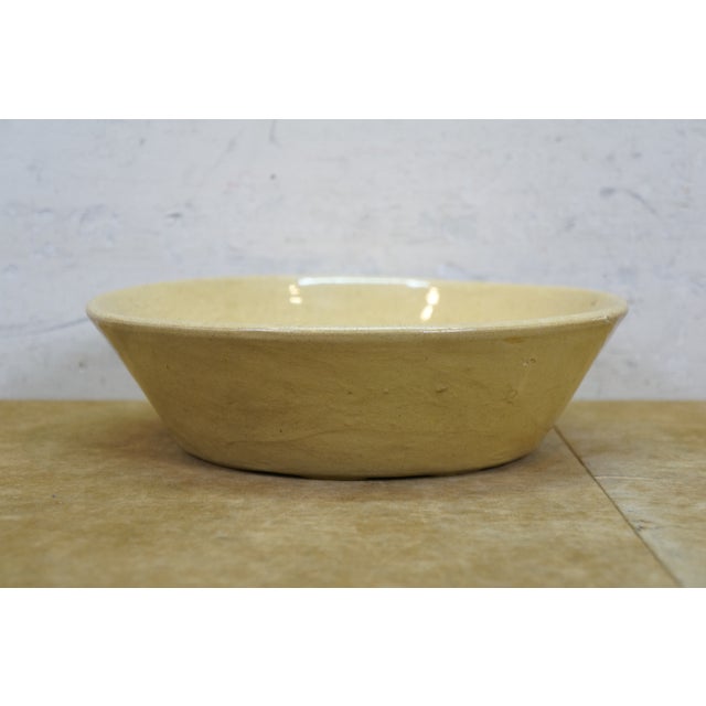 Antique American Yellowware Banded Beehive Mixing Bowl Rolled Rim Stoneware For Sale - Image 6 of 15