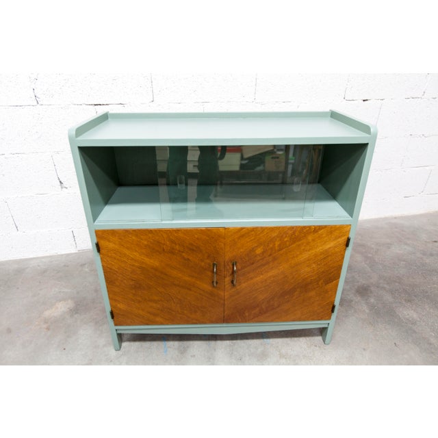 Wood Atypical Noble Green Low Display Cabinet, 1960s For Sale - Image 7 of 12