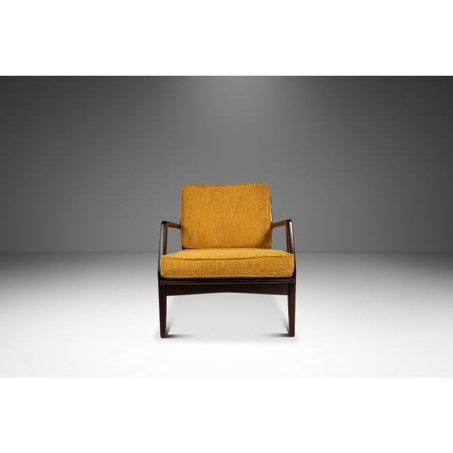 Mid-Century Modern Danish Mid-Century Modern Model 596 Lounge Chair in Beech & Bouclé Attributed to Lawrence Peabody & Ib Kofod Larsen for Selig, Denmark, C. 1950's For Sale - Image 3 of 18